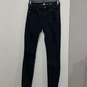 Black ripped 7 for all mankind skinny jeans